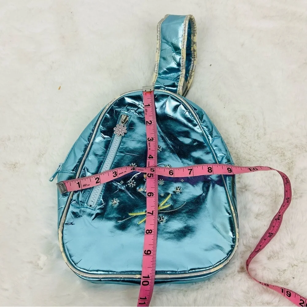 Gymboree Ski bunny embroidered Blue Metallic kids one shoulder small Backpack